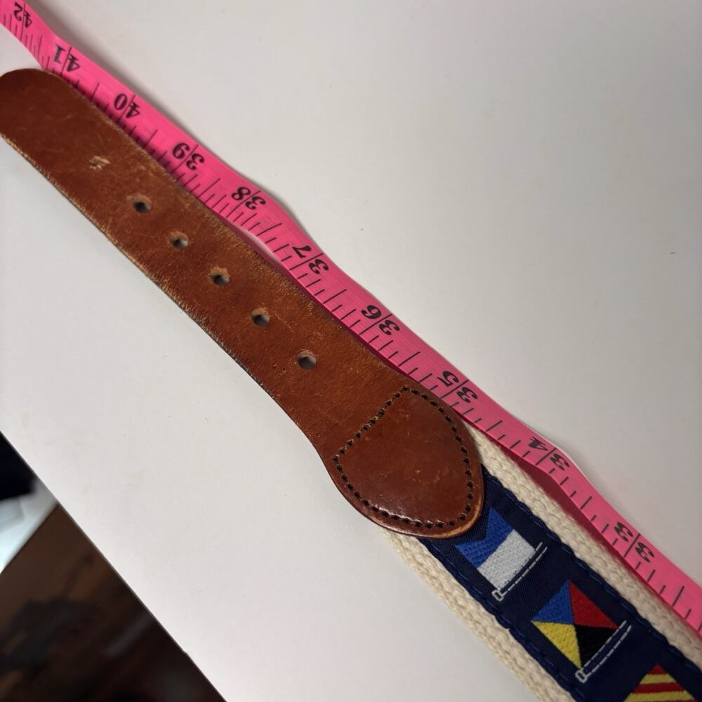 Leather Man Ltd Maritime Signal Flag Belt Size 38 Top Grain Leather Brass - Picture 8 of 8